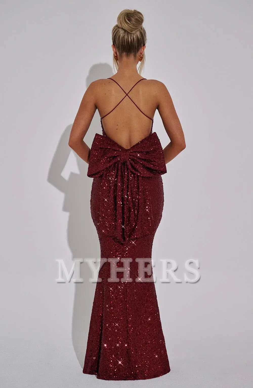 Mermaid Luxury High Quality Sequin Elasticated Spaghetti Straps Crossover Strap Back Detachable Bow Back Dresses Bridesmaid Dresses Wedding Guests Dresses