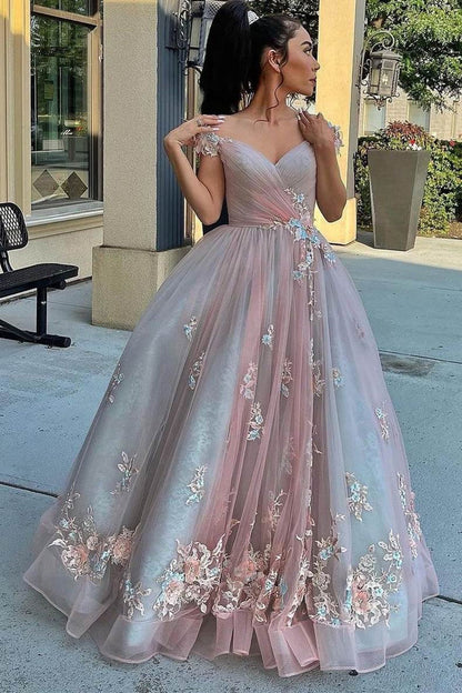 Off the Shoulder  Appliques Long Formal Dress