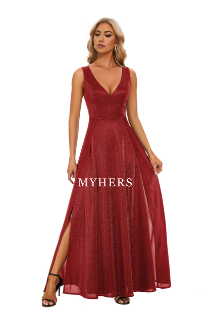 Formal Wear Dresses Prom Dress V Neck Elegant Sparkle Evening Long Party High Slit Wedding Guest Dresses