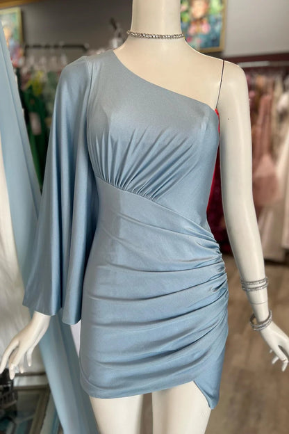 One-Sleeve Tulip Short Party Dress