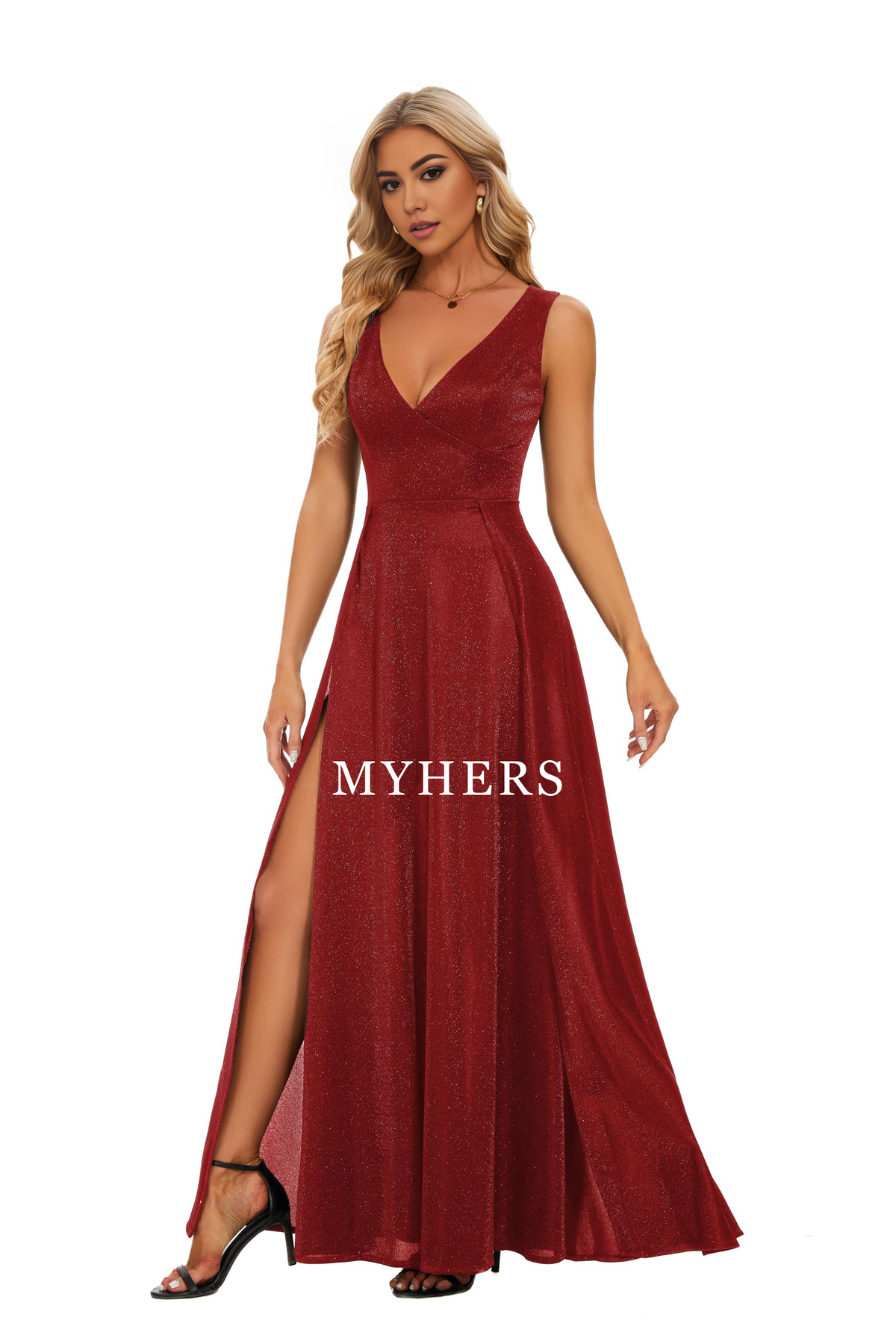 Formal Wear Dresses Prom Dress V Neck Elegant Sparkle Evening Long Party High Slit Wedding Guest Dresses