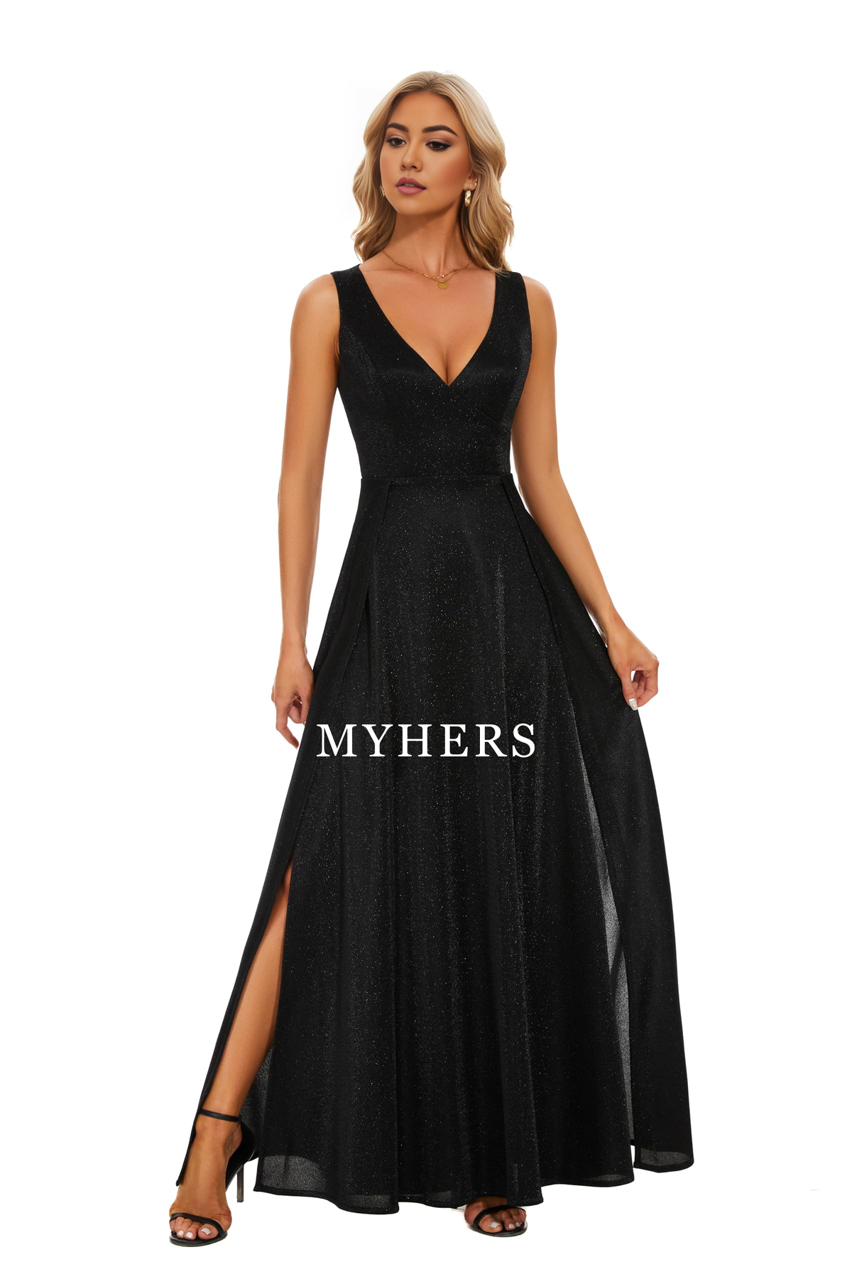 Formal Wear Dresses Prom Dress V Neck Elegant Sparkle Evening Long Party High Slit Wedding Guest Dresses
