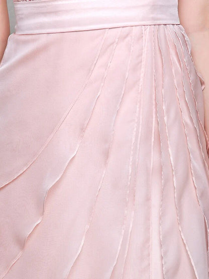 Mother of the Bride Dress Jewel Neck Floor Length Chiffon Lace Short Sleeve with Lace Ruffles