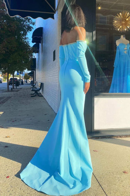 Off-the-Shoulder Long Sleeve Mermaid Formal Dress