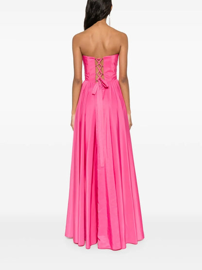 Bold Fuchsia Strapless Bow-Detail Prom Dress