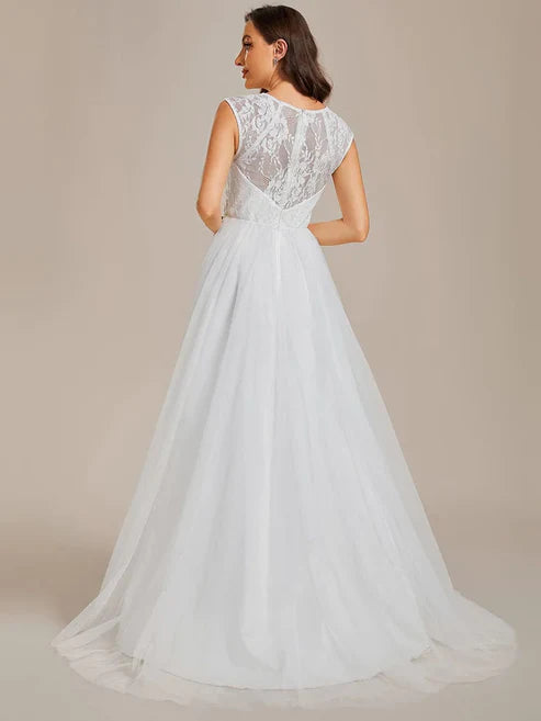 Cover Sleeve See-Through Round Neckline Lace Embroidery Wedding Dress/Prom Dresses Charming Party Dresses