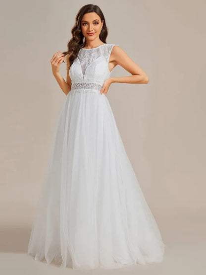 Cover Sleeve See-Through Round Neckline Lace Embroidery Wedding Dress/Prom Dresses Charming Party Dresses