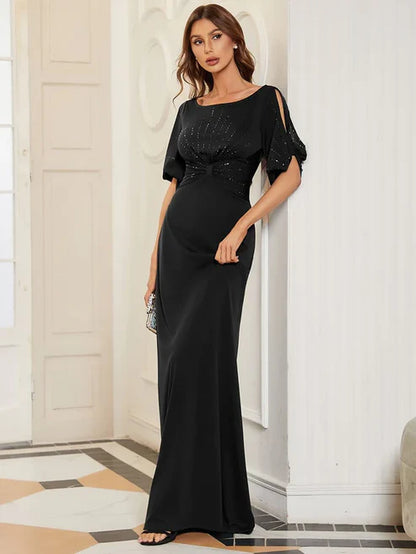 Trendy Round Neck Bodycon Wedding Guest Dress with Half Sleeves/Prom Dresses Party Dresses Wedding Guest Dresses