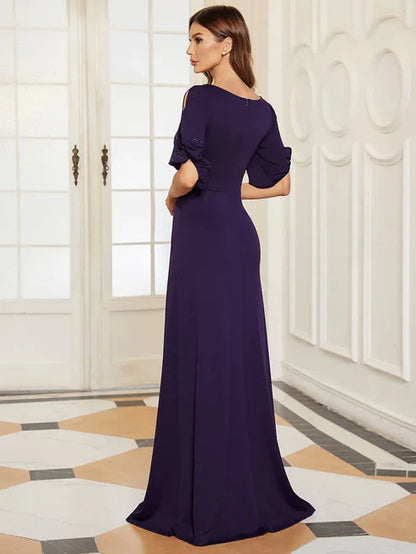 Trendy Round Neck Bodycon Wedding Guest Dress with Half Sleeves/Prom Dresses Party Dresses Wedding Guest Dresses