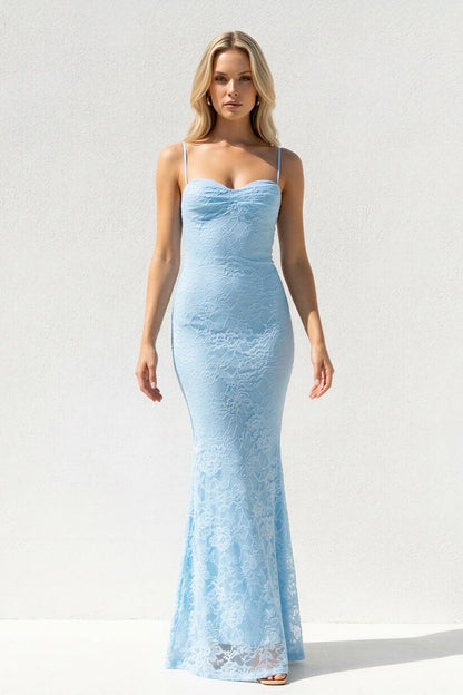 Elegant Lace Cami-Sweetheart Cutout-Back Mermaid Long Evening Dress