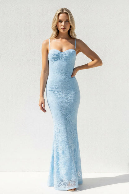 Elegant Lace Cami-Sweetheart Cutout-Back Mermaid Long Evening Dress