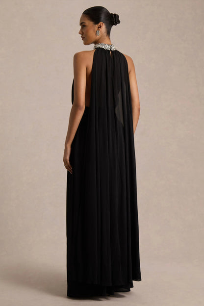 Ethereal Halter Neck Crystal-Embellished Evening Dresses