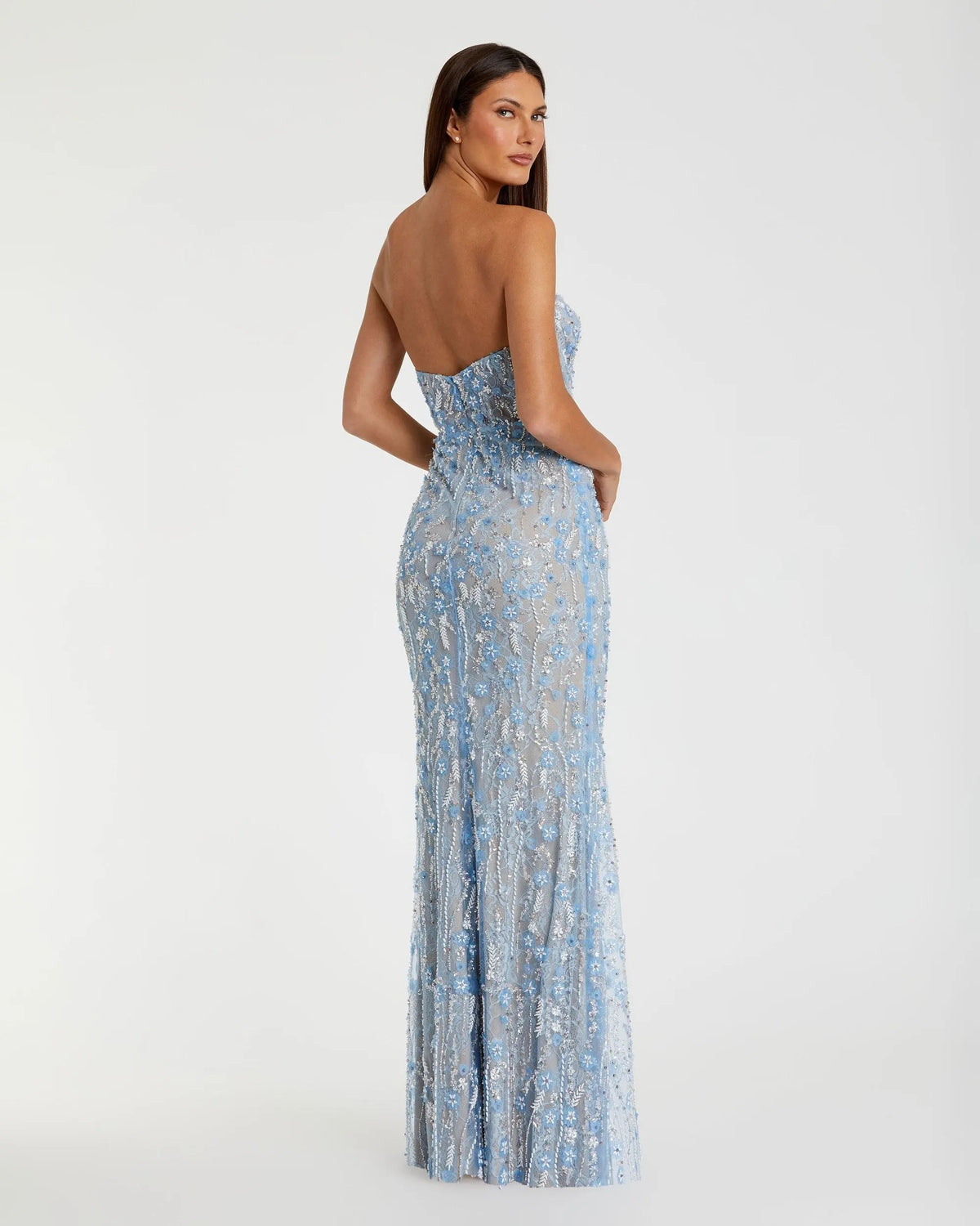 Ethereal Mermaid Sweetheart Strapless Floral-Sequin Prom Dress