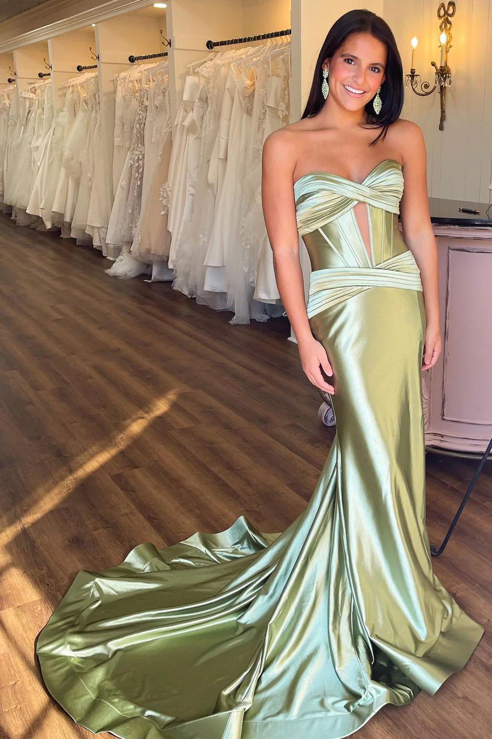 Sweep/Brush Train Dresses Sweetheart Cut Out Mermaid Long Prom Dress with Slit