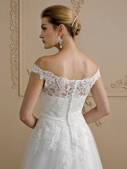 A-Line Wedding Dresses Strapless Court Train Organza Satin Strapless with Pick Up Skirt Ruched Beading