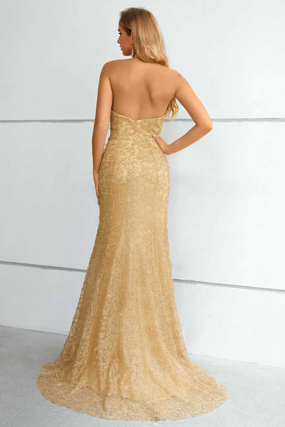 Lace Halter Backless Mermaid Long Formal Dress