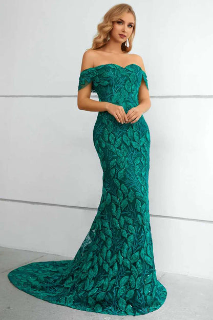 Lace Off-the-Shoulder Mermaid Long Formal Gown