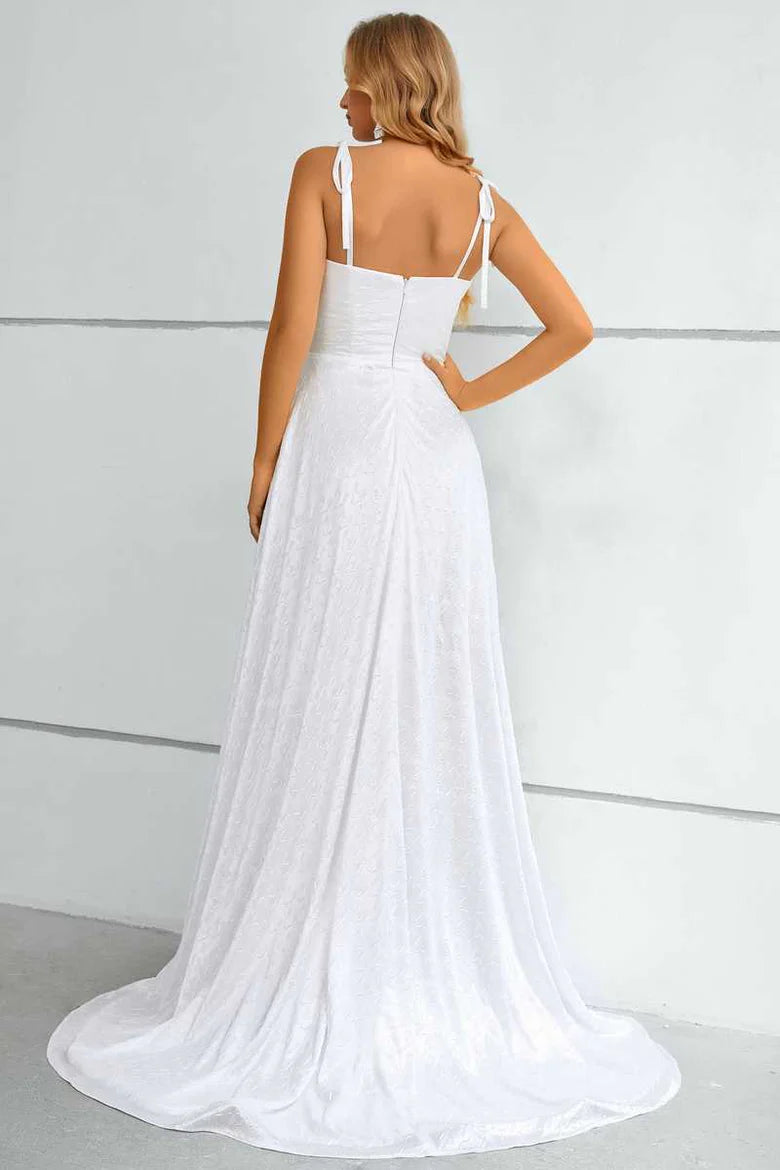 Tie-Strap A-Line Prom Dress with Slit