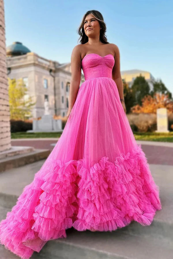 Sweetheart Tulle Long Prom Dresses Princess Dresses