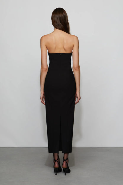 Modern Black Halter Neck Cut-Out Detail Bodycon Midi Evening Dress