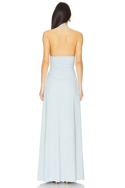 Romantic Halter Neck 3D Rose Appliqué Evening Dresses