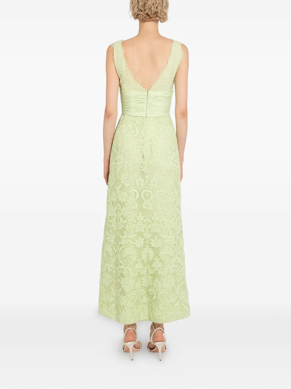 Romantic Lime Green Lace Bow-Detail Prom Dress