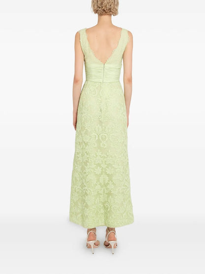 Romantic Lime Green Lace Bow-Detail Prom Dress