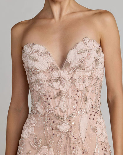 Romantic Mermaid Sweetheart Strapless Lace-Embellished Prom Dress