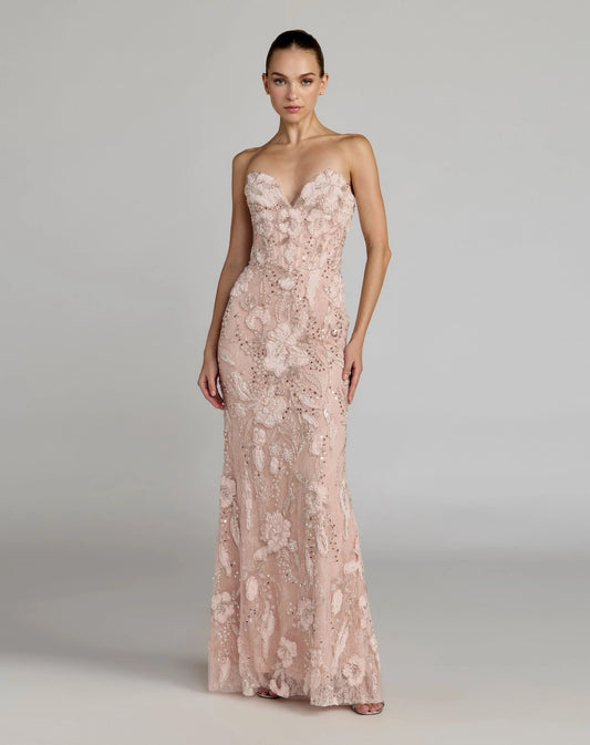 Romantic Mermaid Sweetheart Strapless Lace-Embellished Prom Dress