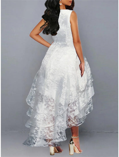 Homecoming Dress Cocktail Dress Midi Dress Sleeveless Floral Lace Summer Spring Fall Crew Neck Party Birthday Evening Party Wedding Guest Dress