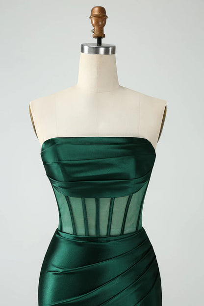 Strapless Sheer Bodice Mini Cocktail Dress