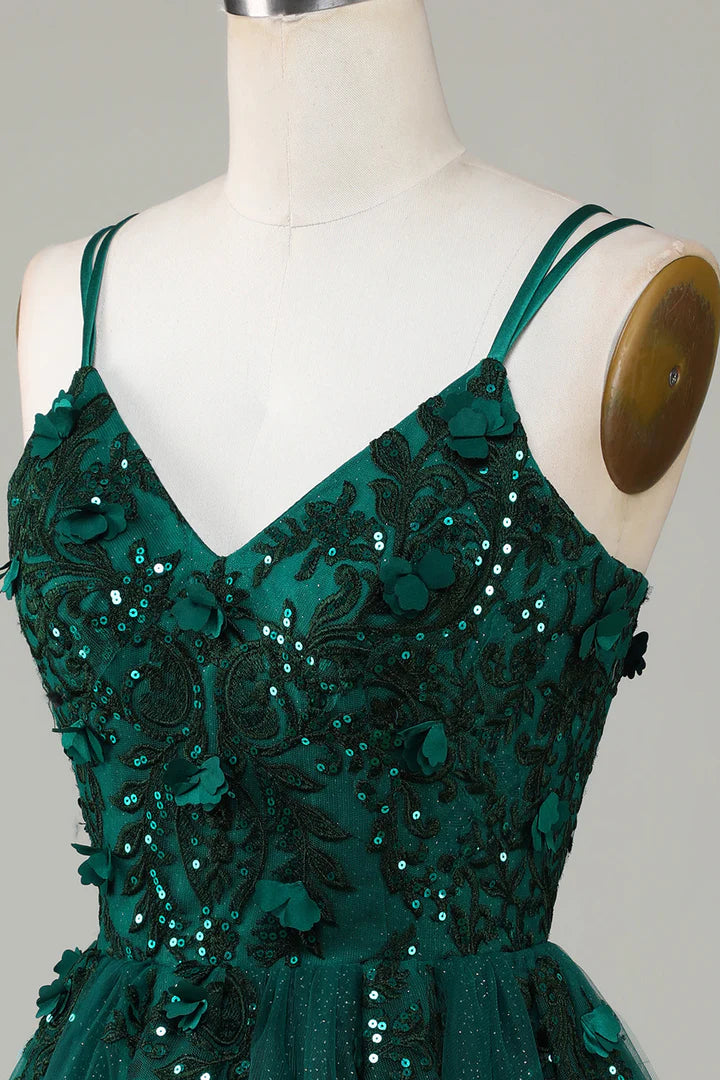 V-Neck A-Line Homecoming Dress with Appliques