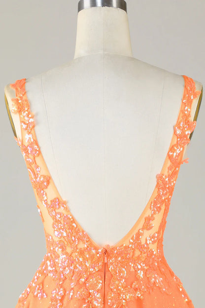 Glitter Applique V-Neck A-Line Homecoming Dress