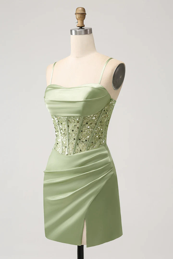 Corset Sequin Mini Homecoming Dress