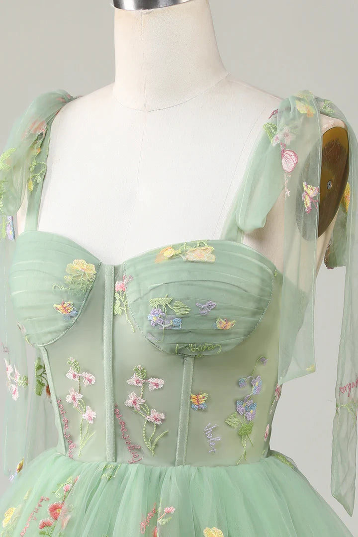 Floral Embroidery Sweetheart A-Line Short Party Dress