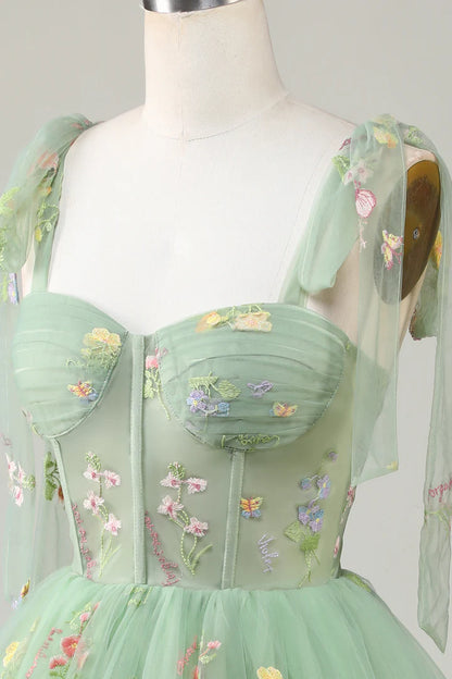 Floral Embroidery Sweetheart A-Line Short Party Dress