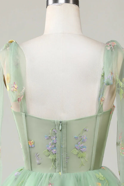 Floral Embroidery Sweetheart A-Line Short Party Dress
