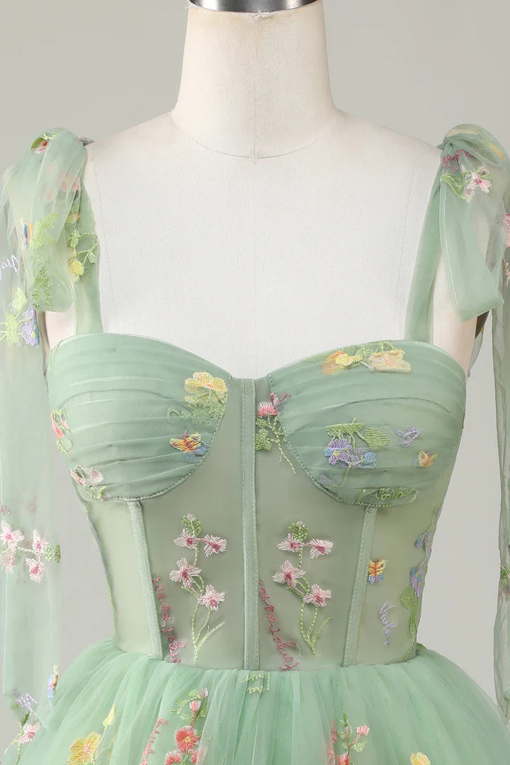 Floral Embroidery Sweetheart A-Line Short Party Dress