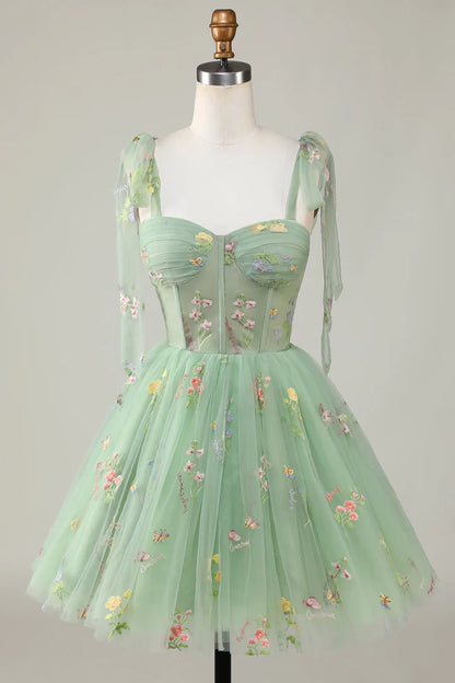 Floral Embroidery Sweetheart A-Line Short Party Dress