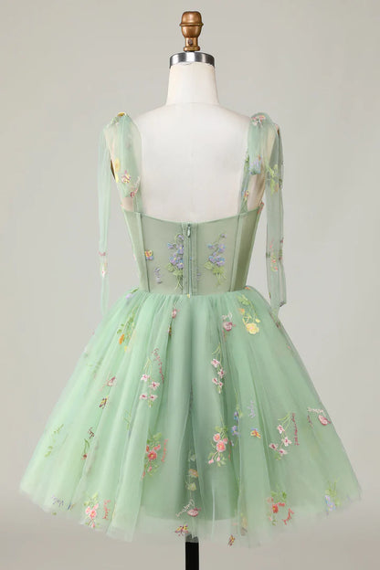 Floral Embroidery Sweetheart A-Line Short Party Dress