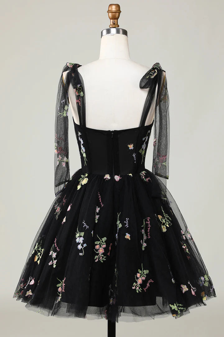 Floral Embroidery Sweetheart A-Line Short Party Dress