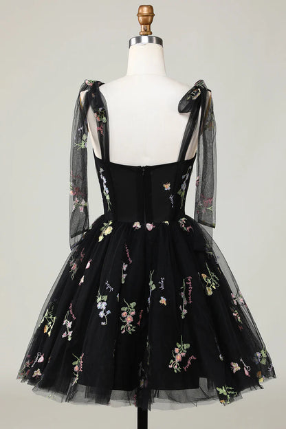 Floral Embroidery Sweetheart A-Line Short Party Dress