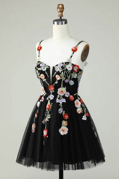 3D Floral Sweetheart A-Line Short Homecoming Dress