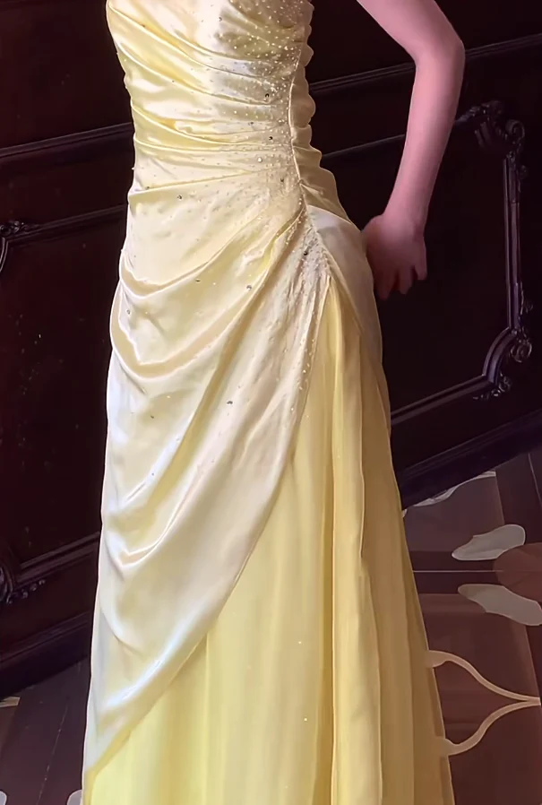 Strapless Sweetheart Ruched Satin Tulle Maxi Evening Dresses with Sequin Accents