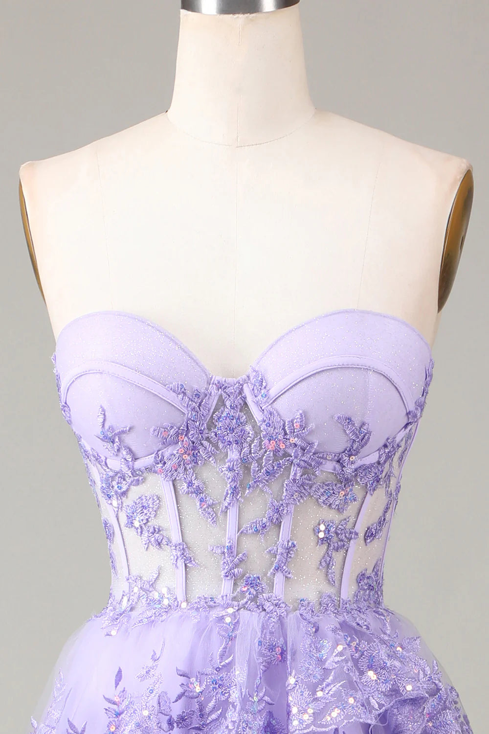 Mermaid Lavender Prom Dresses Corsets Dress Wedding Guest Evening Party Court Train Sleeveless Tulle with Sequin Slit