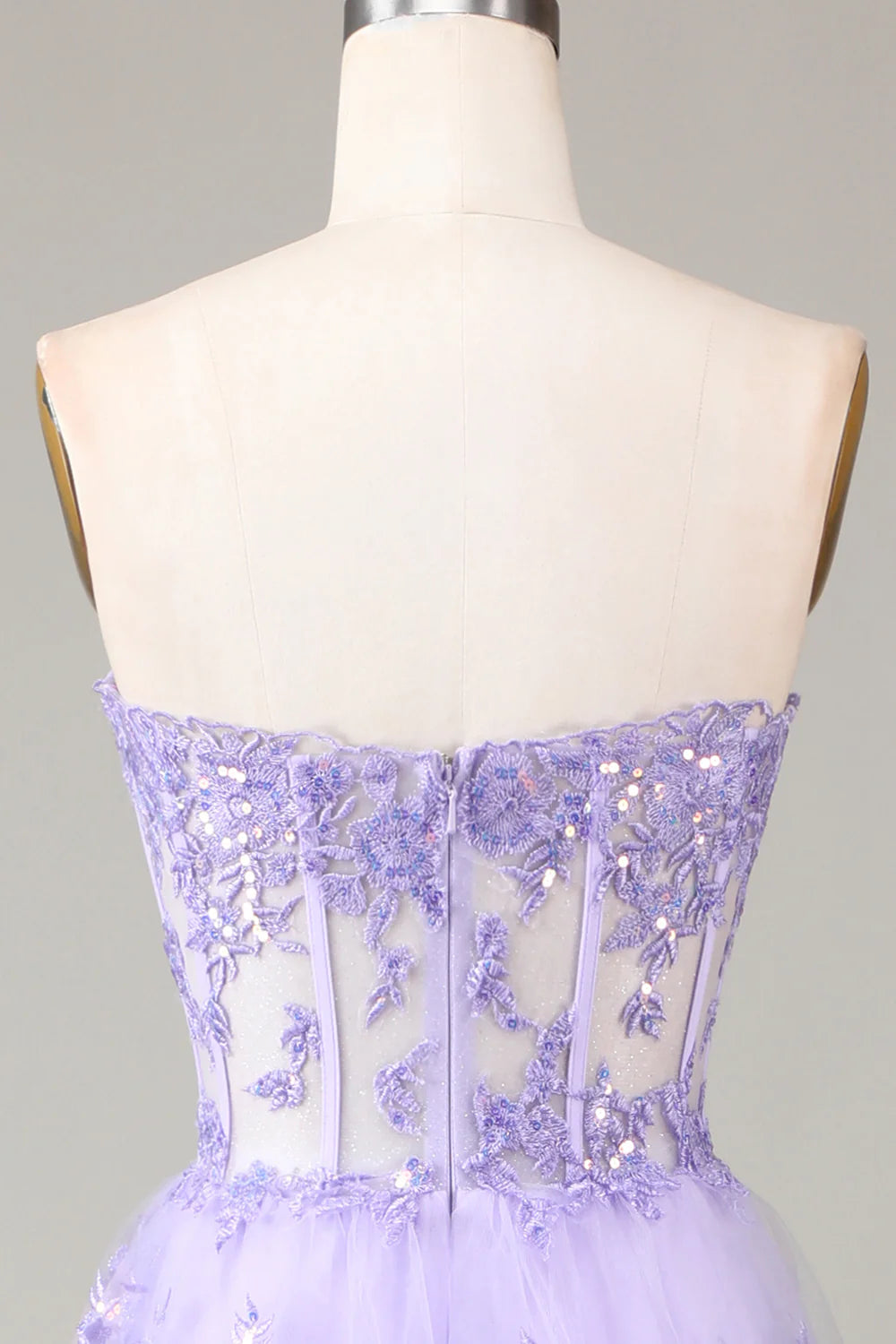 Mermaid Lavender Prom Dresses Corsets Dress Wedding Guest Evening Party Court Train Sleeveless Tulle with Sequin Slit