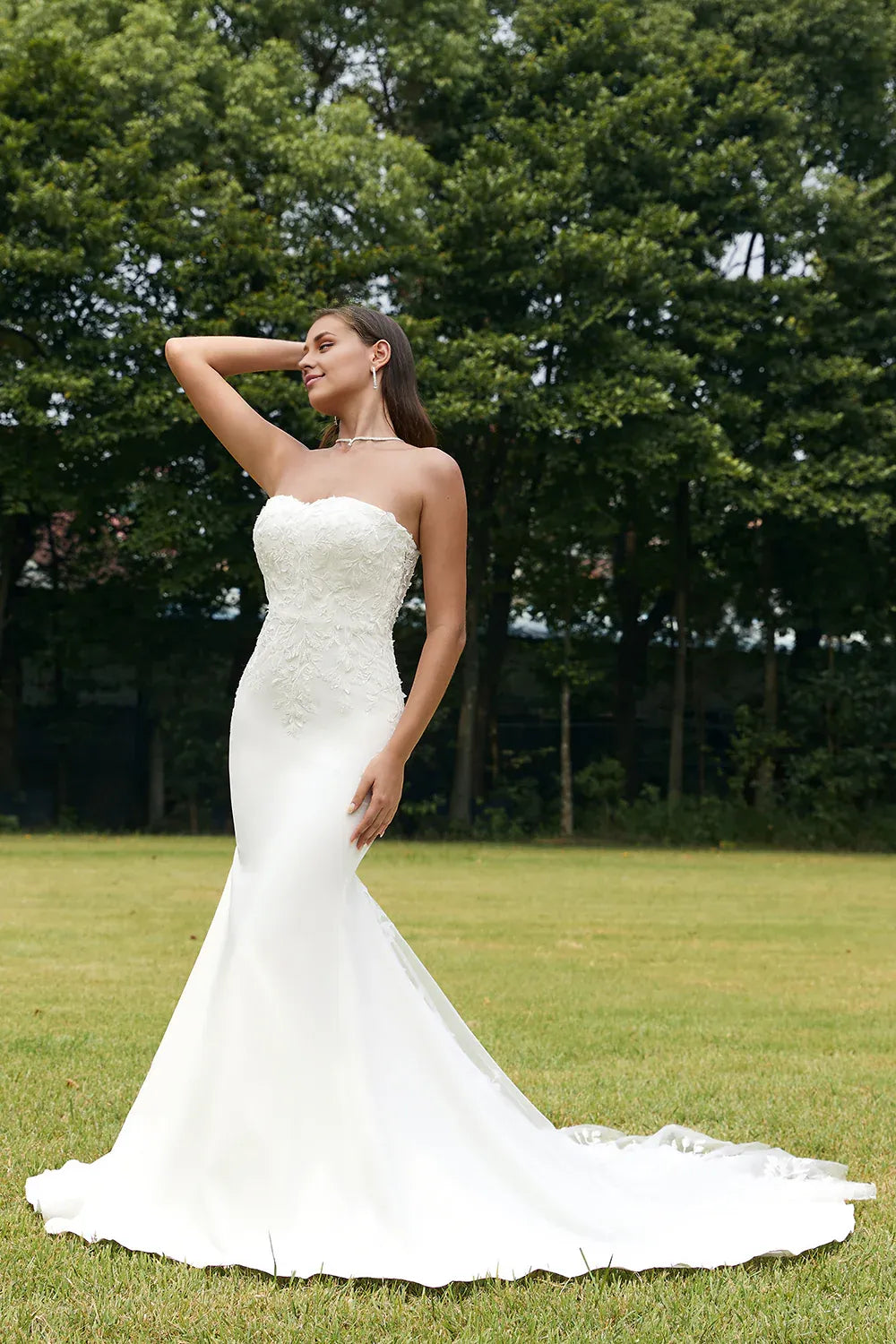 Mermaid Wedding Dresses A-Line Off Shoulder Long Sleeve Court Train  Wedding Dress with Lace