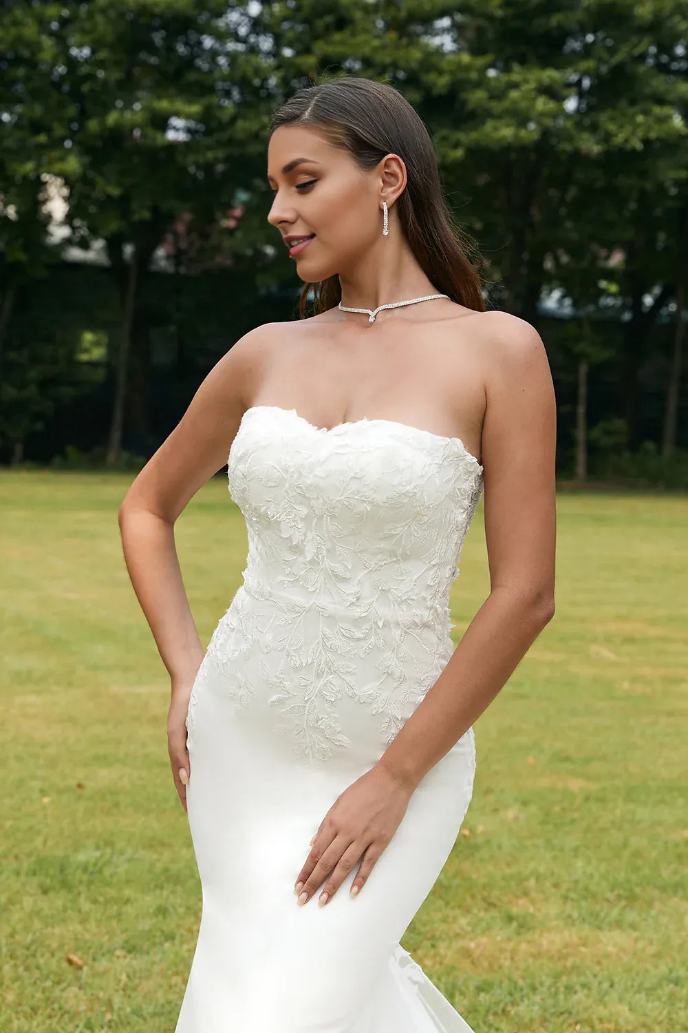 Mermaid Wedding Dresses A-Line Off Shoulder Long Sleeve Court Train  Wedding Dress with Lace