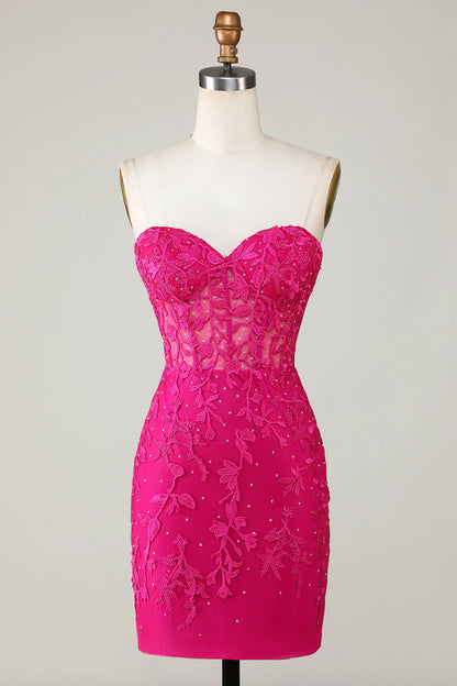 Sheath Off The Shoulder Sweetheart Purple Short Homecoming Dress with Appliques