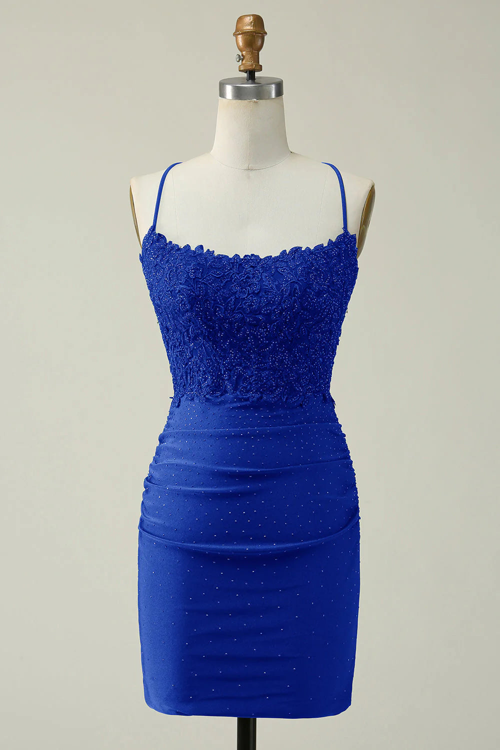 A Line Body con Spaghetti Straps Short/Mini Homecoming Dress with Appliques